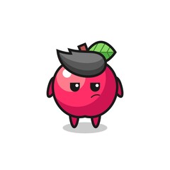 cute apple character with suspicious expression