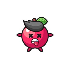 character of the cute apple with dead pose