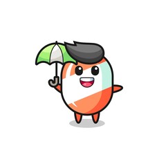 cute candy illustration holding an umbrella