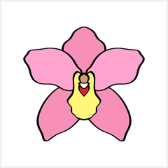 Doodle orchid icon. Hand drawn sketch. Flower vector stock illustration. EPS 10