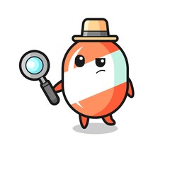 Naklejka premium candy detective character is analyzing a case
