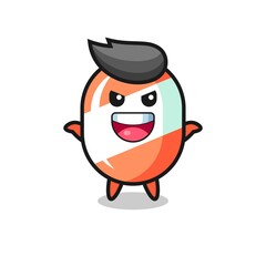the illustration of cute candy doing scare gesture