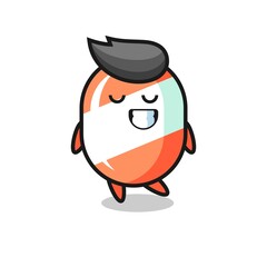 candy cartoon illustration with a shy expression