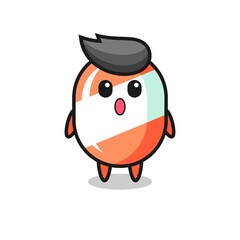 the amazed expression of the candy cartoon