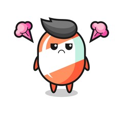 annoyed expression of the cute candy cartoon character