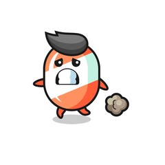 illustration of the candy running in fear