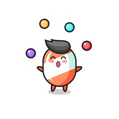 the candy circus cartoon juggling a ball