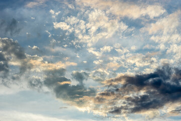 Naklejka na ściany i meble Beautiful sunrise and dramatic clouds on the sky.