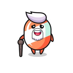 cute candy grandpa is holding a stick