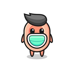 cute soap cartoon wearing a mask