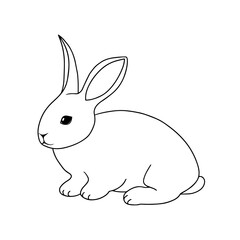 Outline vector Rabbit. Hand drawn Bunny. Doodle Hare. Series of Livestock, Farm Animals. Contour design element isolated for coloring book page, veterinary, rustic, animal husbandry, Easter theme