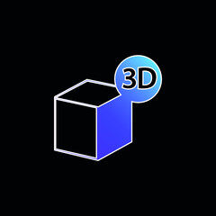 3d Printer Cube Symbol blue gradient vector icon