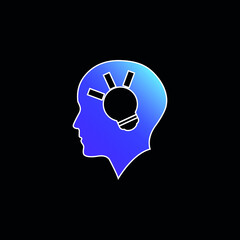 Bald Head Side View With A Lightbulb Inside blue gradient vector icon