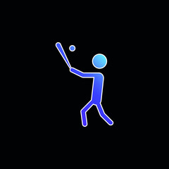 Baseball Player With Bat Hitting The Ball blue gradient vector icon
