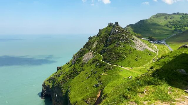 Beautiful North Devon Valley of Rocks coastline scenery, England United Kingdom