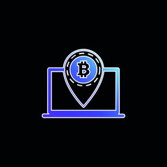 Fototapeta premium Bitcoin Symbol Placeholder In Laptop blue gradient vector icon