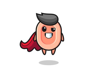 the cute soap character as a flying superhero