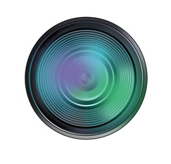 Camera lens isolated on white background