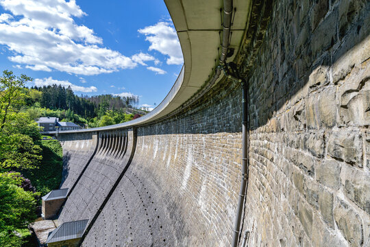 dam of the Aggertalsperre, a storage reservoir near Gummersbach, Germany