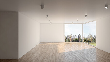 Illustration 3D rendering large luxury modern bright interiors Living room mockup computer digitally generated image