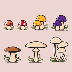Mushroom vector set