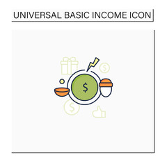Breaking poverty cycle color icon. Unemployment benefit. State assistance.Universal basic income concept. Isolated vector illustration