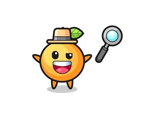 Fototapeta premium illustration of the orange fruit mascot as a detective who manages to solve a case