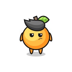 cute orange fruit character with suspicious expression