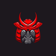 Shogun Mask Scary Mascot Logo Design