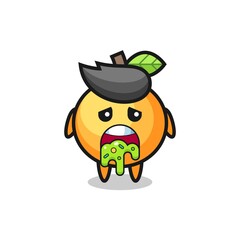 the cute orange fruit character with puke