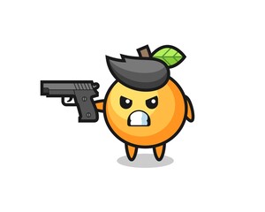 the cute orange fruit character shoot with a gun