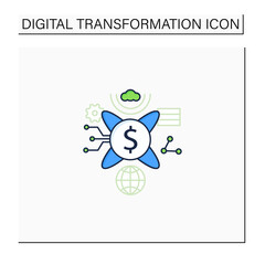 Tokenization technologies color icon. Software prevents credit card theft information. Protection bank accounts. Digital transformation concept.Isolated vector illustration