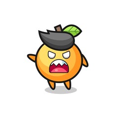 cute orange fruit cartoon in a very angry pose