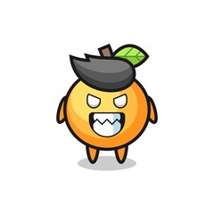 evil expression of the orange fruit cute mascot character