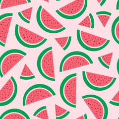 Watermelon on a pink background. Vecto