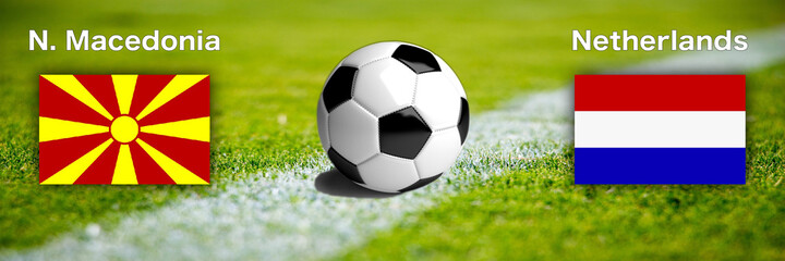 Fototapeta premium Football international match baner north macedonia vs. netherlands