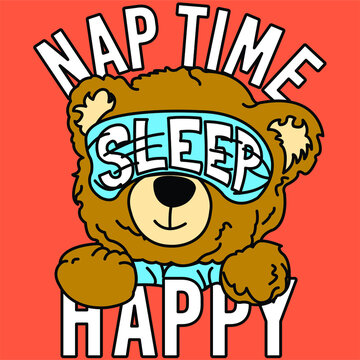 BEAR NAP TIME SLEEP HAPPY VECTOR