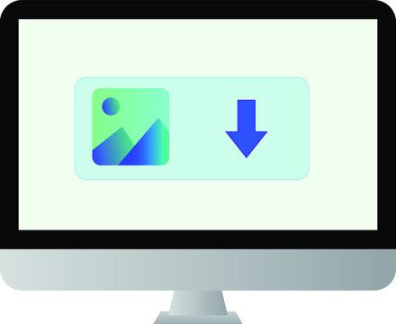 computer illustration with an image download icon, suitable for hinting at the command to take and save images