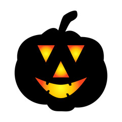 Halloween pumpkin icon. Autumn symbol. Halloween scary pumpkin with a smile, burning eyes.