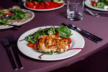 Roasted chicken fillet with berry sauce.