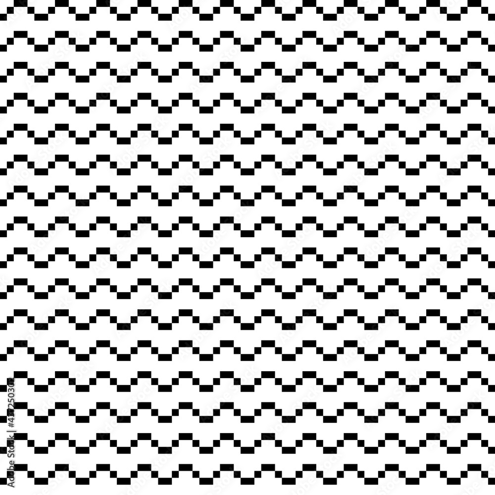 Poster Pixel waves pattern. Seamless and vector simple ornament.