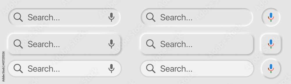 Aufkleber search bar on white background.ui neumorphism light version vector design elements set on white back