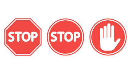 Attention sign. Stop sign. Vector illustration, isolated on white background