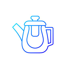 Double glass teapot gradient linear vector icon. Container made of tempered glass for hot tea preparing. Thin line color symbols. Modern style pictogram. Vector isolated outline drawing