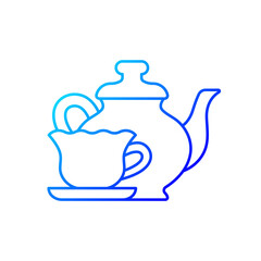 Vintage style tableware gradient linear vector icon. Antique dinnerware for special event. Beautiful table items. Thin line color symbols. Modern style pictogram. Vector isolated outline drawing