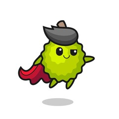 cute durian superhero character is flying