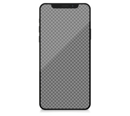Realistic smartphone mockup. Cellphone frame with blank display, front view. Vector