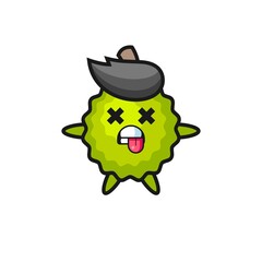 character of the cute durian with dead pose