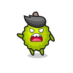 cute durian cartoon in a very angry pose
