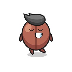 coffee bean cartoon illustration with a shy expression